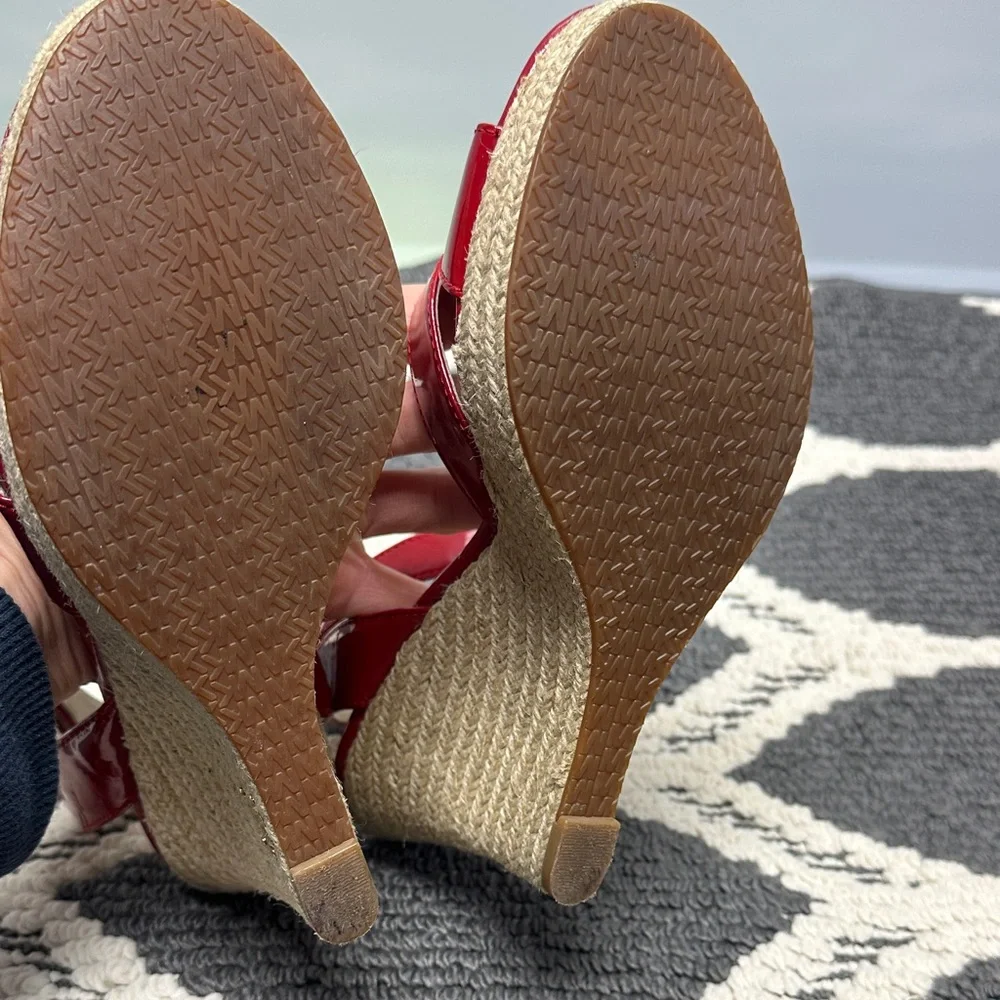 Michael Kors Red Patent Wedge Sandals - Picture 4 of 6